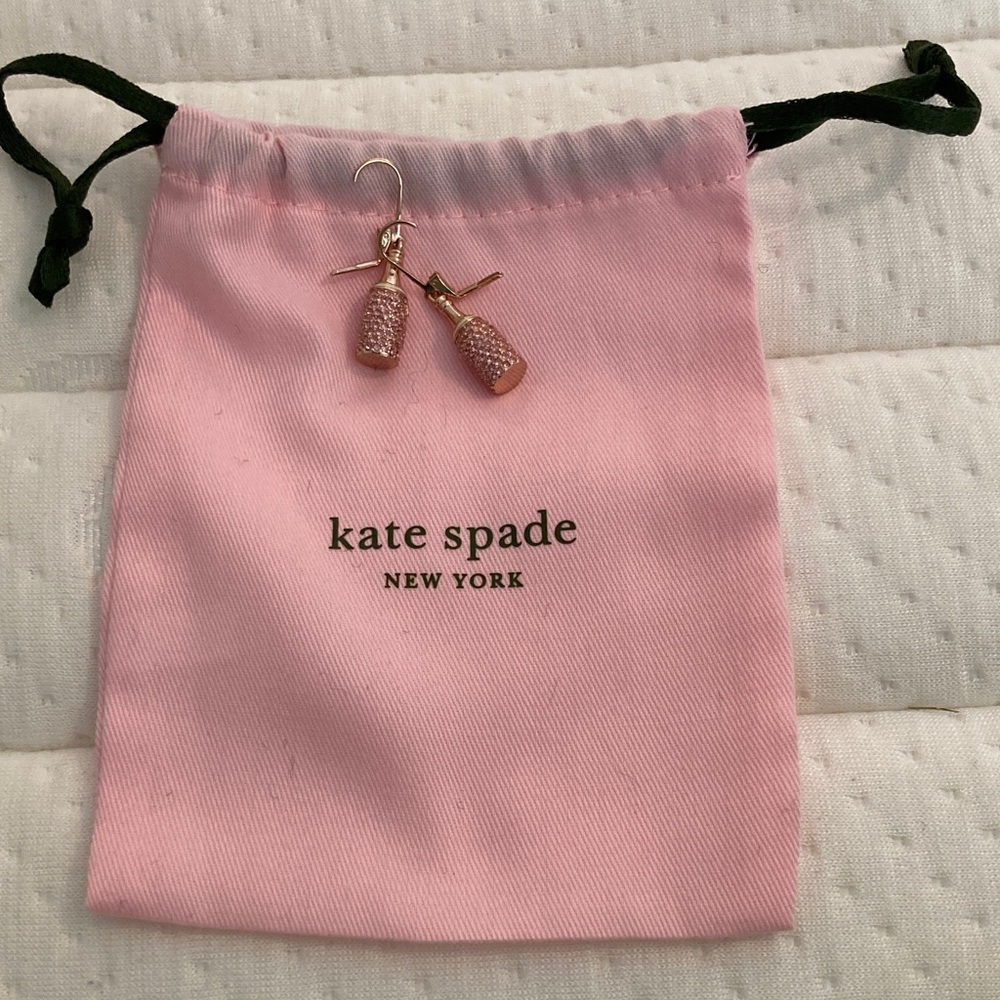 Kate Spade Rose Gold pink champagne Sparkle Earrings